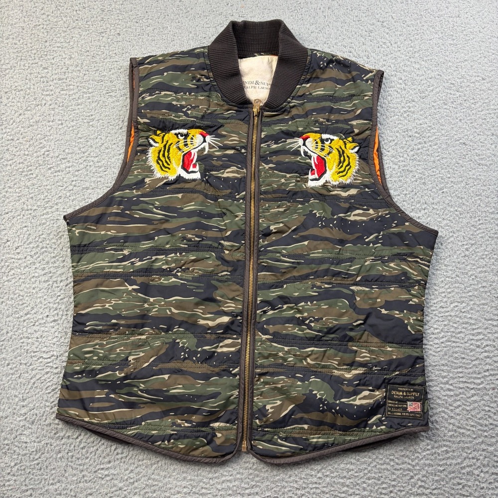 Polo Ralph Lauren Denim & Supply Camo Camouflage Insulated Tiger Vest Size XL